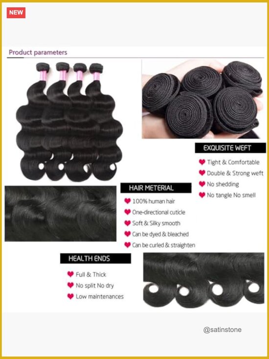 12A Grade Brazilian Virgin Body Wave Human Hair 4 Bundles Tangle Free Weave